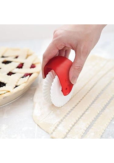 Vkemall Manuel Dalgalı Pastry Kesici, Pasta Ve Hamur Kesim Aracı, Mutfak Küçük Aleti - Beyaz 1 Adet Beyaz