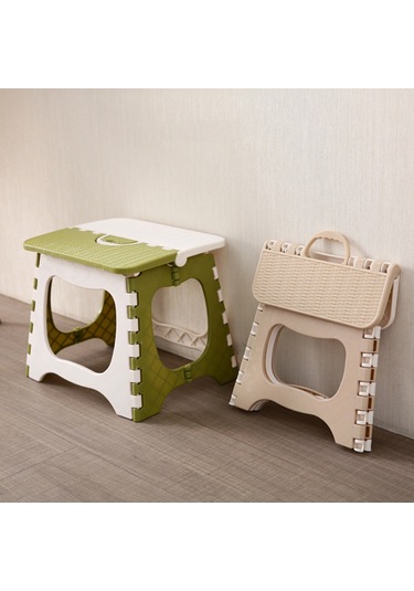 Fosenze Küçük Boy Bej Plastik Katlanabilir Tabure - Ev, Banyo Ve Kuyruk İçin Taşınabilir Altyapı Bej