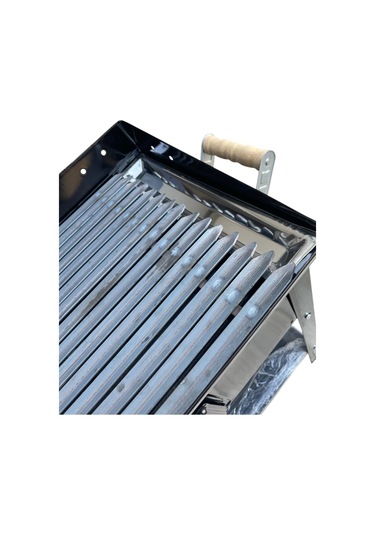 Acn Kömürlü Mangal 35 X 60 Cm Kalın 3 Mm Lama Izgaralı Siyah