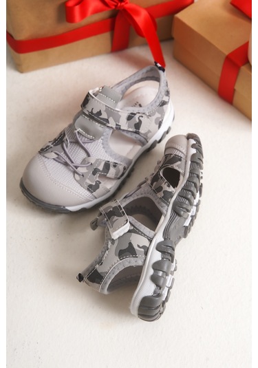 Çinçon Günlük Ortopedik Erkek Çocuk Sandalet Ayakkabı Füme