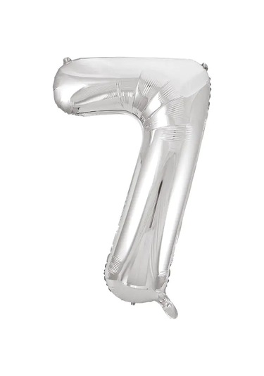 1 Adet 34 İnç 85 Cm Gümüş Folyo Balon Helyum Balon 7 Yaş Balonu 7 Rakam Balon GÜMÜŞ