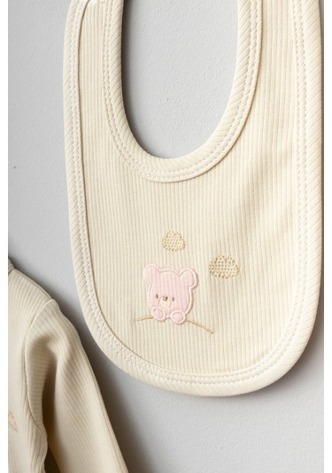 Bebitof Ayıcık Ve Tavşan Desenli 10 Parça Kutulu Hastane Çıkısı Seti Somon