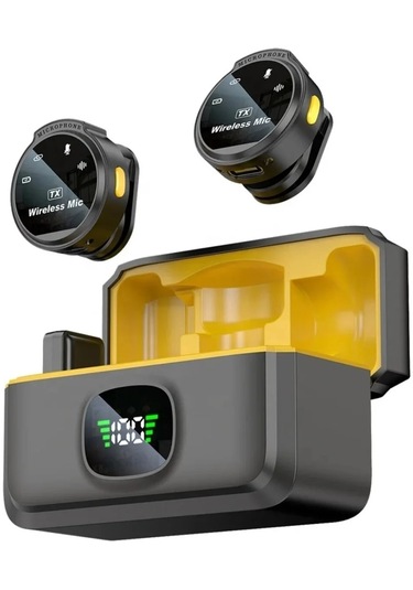 J6 Iphone Ve Android Uyumlu Mini Kablosuz Yaka Mikrofonu Göstergeli Led Şarj Kutulu Gürültü Azaltma