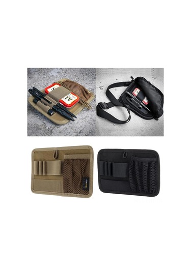 Hangfox Siyah Nilon Taktik Çanta İç Inserti - Modüler Ağızlı Çantalar İçin, El Feneri, Kalem, Anahtar Vb. Küçük Eşyalar İçin Organizatör Panel 19x13cm