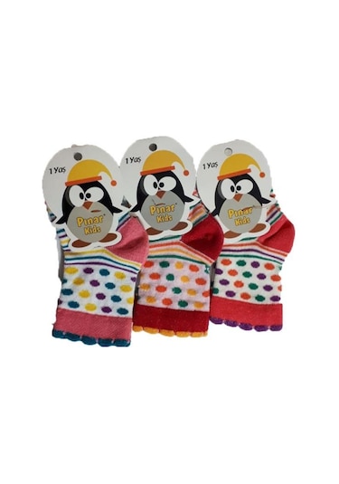 Lababy Renkli Desenli Kız Bebek Soket Çorap 6 Lı Paket Çok Renkli