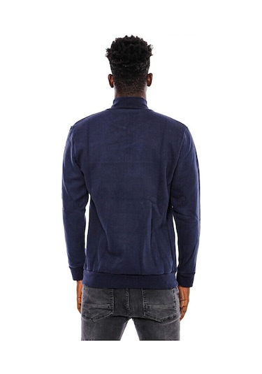Wessi Lacivert Fermuarlı Baskılı Sweatshirt Lacivert