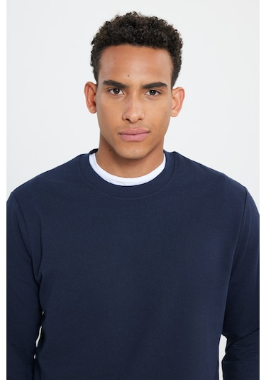 AC&Co / Altınyıldız Classics Erkek Lacivert-g.melanj 2'li Paket Pamuklu Standart Fit Normal Kesim Bisiklet Yaka Sweatshirt Lacivert-g.melanj Lacivert - Gri Melanj