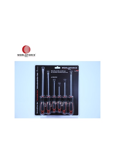 Worldforce 11473 6'lı Düz ve Yıldız Tornavida Seti S2 Çelik Profesyonel Alet