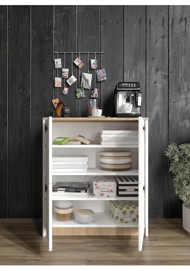 Asya Kahve Köşesi Ve Çok Amaçlı Dolap Tamamı Mdf Beyaz Garden Meş