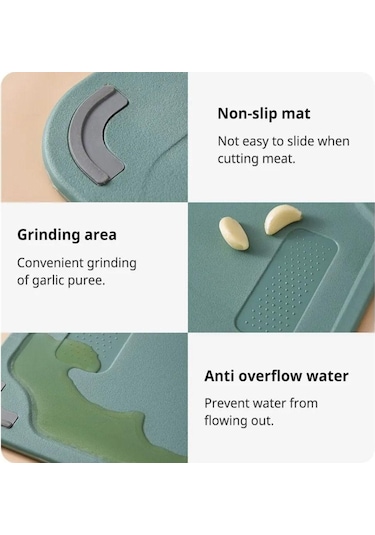 Yeşil Çift Taraflı Kesme Tahtası 304 Paslanmaz Çelik Kesme Tahtaları Paspaslar Sebze Kesme Tahtası Mutfak S