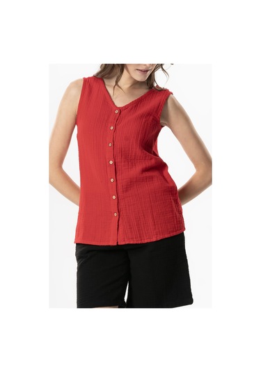 Kolsuz Melis Yazlık Müslin Bluz Kırmızı Krmz Kırmızı