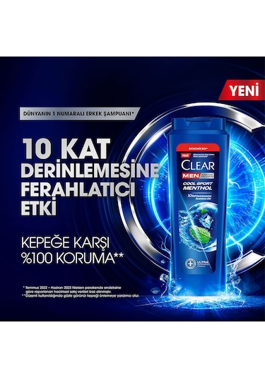 Clear Men Kepeğe Karşı Etkili Şampuan Cool Sport Menthol 600 Ml X3