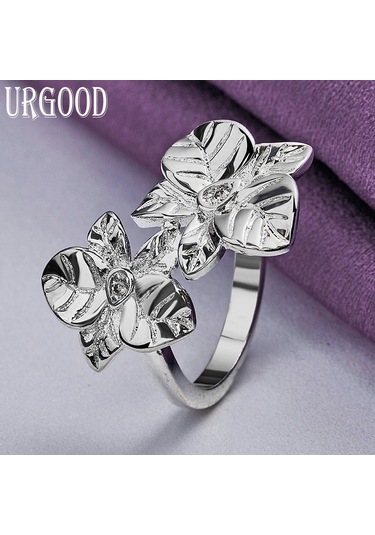 925 Ayar Gümüş Moda Çiçek Yüzük Güzel Hediye Takı 8