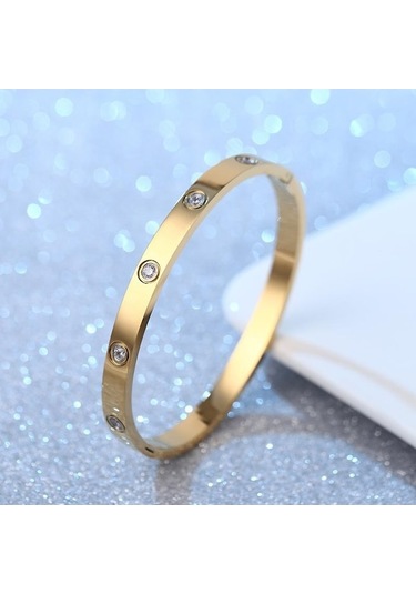 Novahub Altın Paslanmaz Çelik Bileklik Moda Solmayan Bilezik Altın Altın