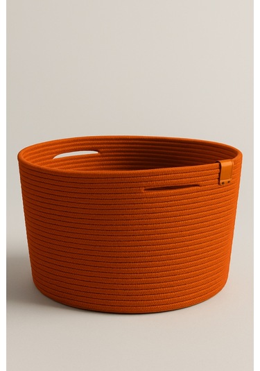 Camatschua Dekoratif Hasır 40 30 Cm Halat Sepet Çok Amaçlı Saklama & Düzenleme Sepeti Turuncu