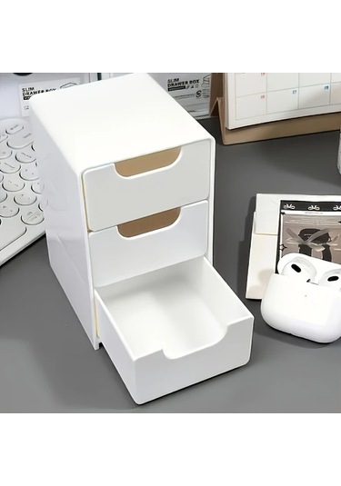 Willowhaven 3 Çekmeceli Organizatör - Dayanıklı Plastik, Ev Ofis Komodin Makyaj Depolama Beyaz Tepsili beyaz