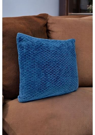 Bohem Dekoratif Yastık Kılıfı Kırlent Kılıfı 45x45 Cm Petrol Mavisi Otantik Desen