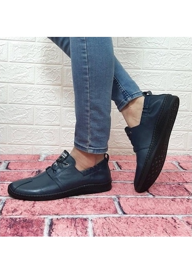 Voyager 5146 Lacivert Hakiki Deri Ortapedik Erkek Ayakkabı