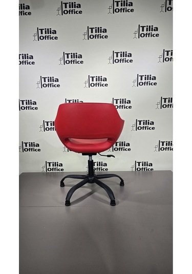 Monaco Çalışma Kesim Kuaför Koltuğu Yonca Sabit Siyah Ayak Kırmızı