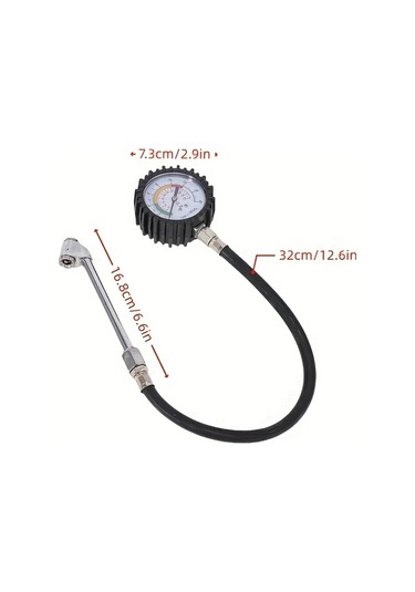 Boatshop1 Profesyonel Lastik Basınç Ölçer 1 Bilgisayar 0 220 Psı Uzatmalı Kauçuk Hortum Alaşımlı Çelik Gövde Otomobil Kamyon Motosiklet
