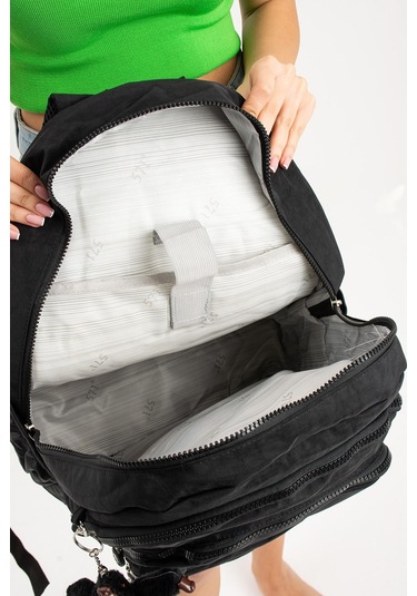 Ultra Hafif Çok Cepli Krinkıl Sırt Çantası Unisex Siyah Model: 571-3b - Siyah