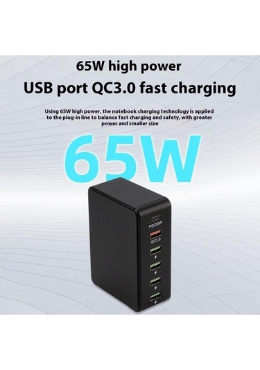 Tongxida 818pd Qc3.0 Pd 20w Hızlı Şarj İstasyonu, 5 Usb + 1 Type-c, Beyaz, Telefon Ve Tablet İçin Beyaz