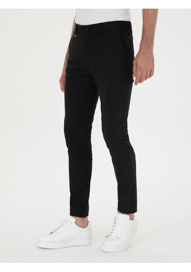 Cacharel Siyah Slim Fit Kanvas Pantolon