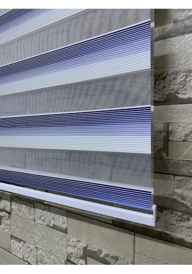 Mavi Gri Mini Plise Zebra Perde Tüm Ölçülerde