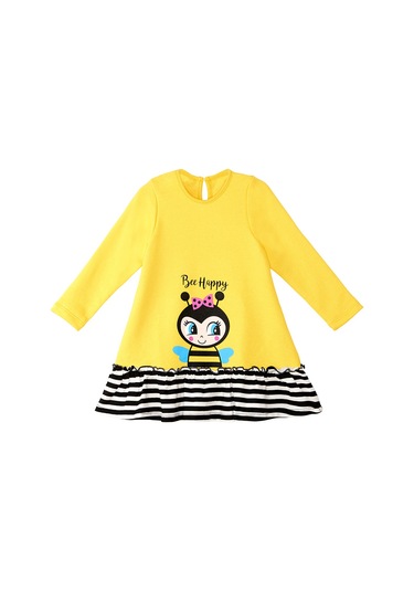 Denokids Arı Sarı Kız Çocuk Elbise Renkli Çok Renkli