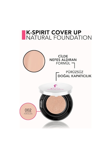 Flormar K-Spirit Cover Up Yüksek Kapatıcı & Uzun Süre Kalıcı Doğal Bitişli Fondöten 002 Porcelain