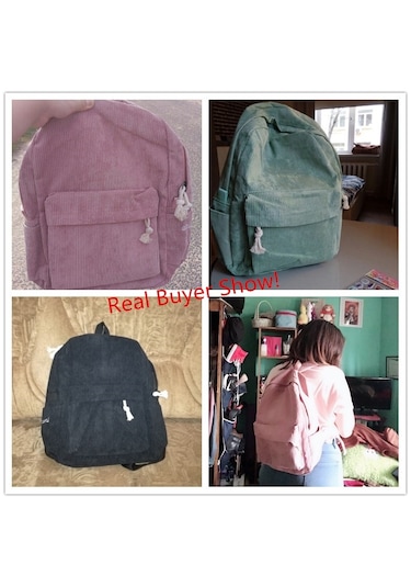 Soft Fabric Backpack Female Corduroy Design School Backpack For Teenage Girls Women Light Brown Kahverengi