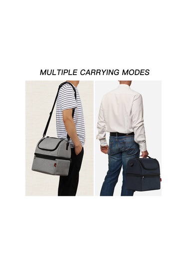 Moveevo Siyah İki Bölmeli Soğutucu Çanta - Yemek Ve İçecek Ayırma, Outdoor Piknik Kamp İçin Isı Yalıtımlı Omuz Çantası Siyah