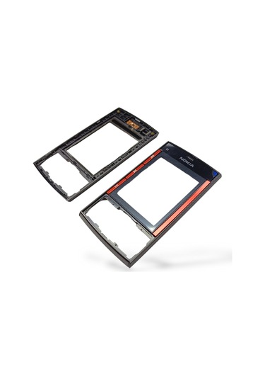 Nokia X3 Ön Kapak Nokia X3-00 Uyumlu Siyah Kırmızı Ön Kapak