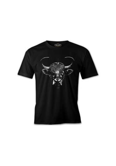 Bull With An Eye Patch Siyah Erkek Tshirt 001