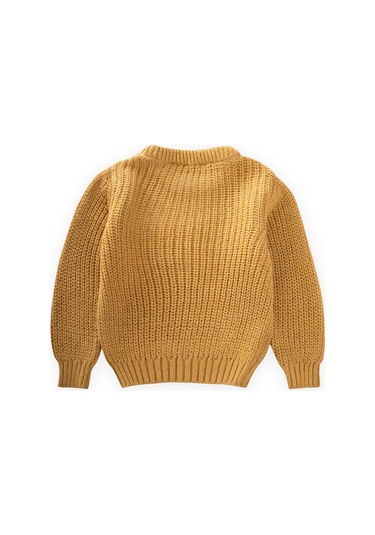 Cigit Bisiklet Yaka Selanik Triko Kazak 2-8 Yaş Hardal Sarı Hardal Sarı