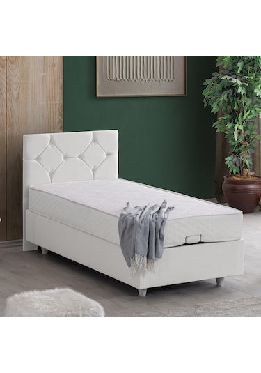 Glamis Tek Kişilik Baza Başlık Letto Yatak Seti - Beyaz 90 x 200