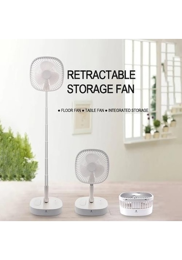 7000 Mah Mini Katlanır Teleskopik Zemin Fan Usb Şarj Edilebilir Yaz Dilsiz Sessiz Masaüstü Masa Fan Ofis Yatak Odası Home Fanlar 1z202v Beyaz
