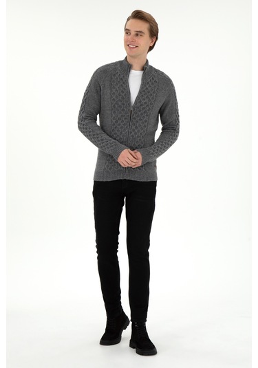 U.s. Polo Assn. Erkek Gri Melanj Hırka Triko 50294136-vr086 Gri Melanj