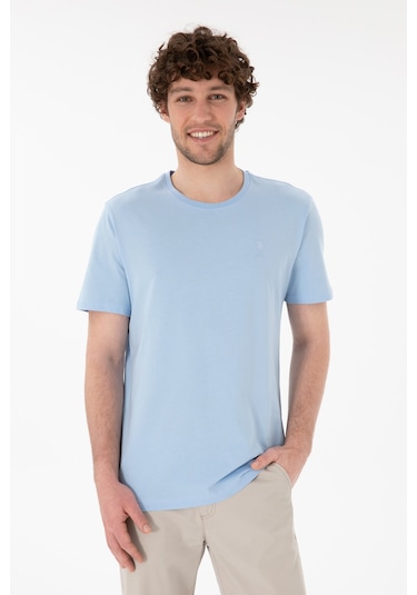 U.S. Polo Assn. Erkek Regular Fit Bisiklet Yaka Mavi Basic Tişört 50305924-VR003
