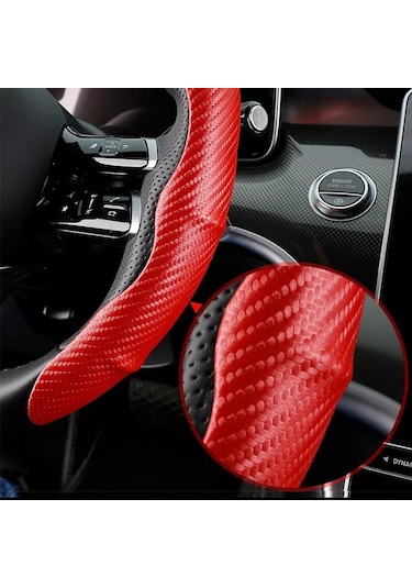 Kaymaz Direksiyon Simidi Yükseltici Kılıfı Karbon Fiber Araba Direksiyon Simidi Tutacakları Kılıfı Mavi