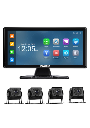 Dark 10.36" Kamyonet vb.Büyük Araçlar İçin 4 Kameralı Araç Ekranı