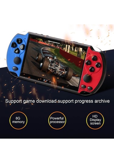 Bloomnest 5.1 İnç X7 Plus Taşınabilir Oyun Konsolu, 8 Gb Bellek, 1000 Oyun, Çift Salıncak, Mp5 Oyun Cihazı
