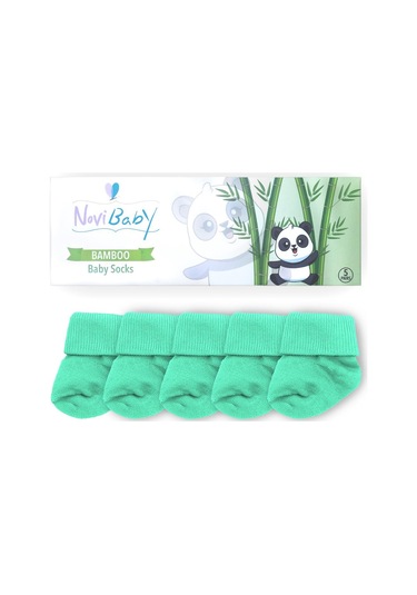Novibaby 5'li Bambu Yenidoğan Bebek Çorabı I Sea Green I 0-6 ay Turkuaz