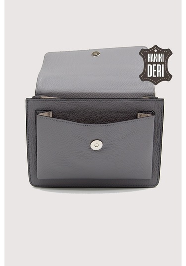 Hakiki Deri Kadın El Çantası Gri Smr9022 GRİ