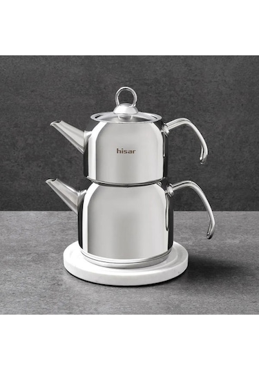 Hisar Satürn Çelik Çaydanlık - Inox - 2 Lt + 1 Lt Inox