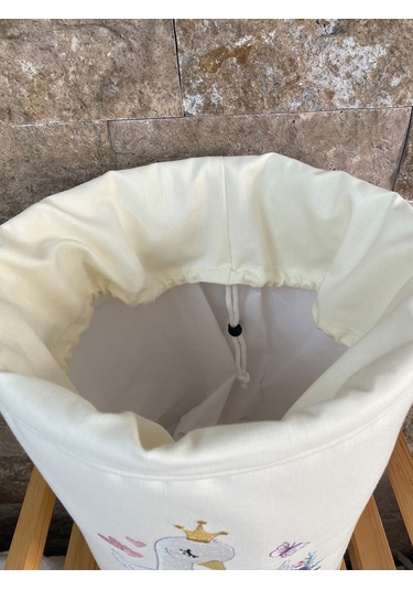 Hs Home Baby Kuğu Nakışlı Çamaşır & Oyuncak Sepeti