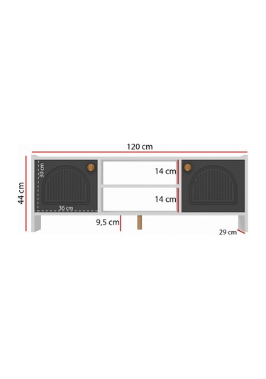 Molde Bohem Tv Sehpası Mdf Membran Kapaklı Raflı Tv Ünitesi Televizyon Sehpası Beyaz - Antrasit