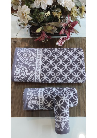 El Ve Yüz Havlusu Hediyeli 1adet Bukle Coton 70x140 Cm. Banyo Havlusu Mürdüm