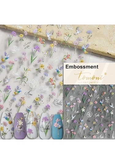 Flybuy 1 Adet 5d Elmas Japon Bahar Çiçek Nail Art Etiketler Zarif Tasarım 4556