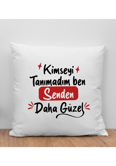 Bk Gift Kimseyi Tanımadım Ben Tasarımlı Beyaz Kırlent Yastık, Arkadaşa , Ev Dekorasyonu, Ev si-1 Bitmeyen135602 Bk Gift